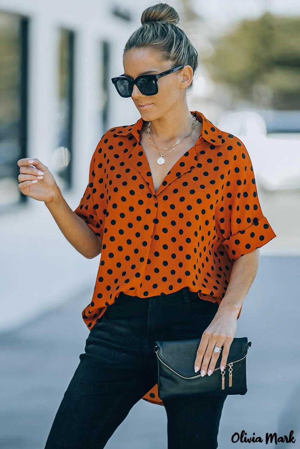 Deanwangkt - Leopard Print Draped V-Neck Blouse - Deanwangkt