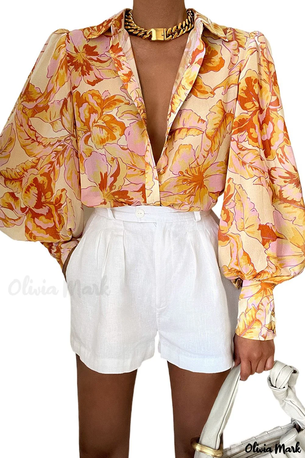 Deanwangkt - Chic Floral Yellow Bishop Sleeve Blouse - Deanwangkt
