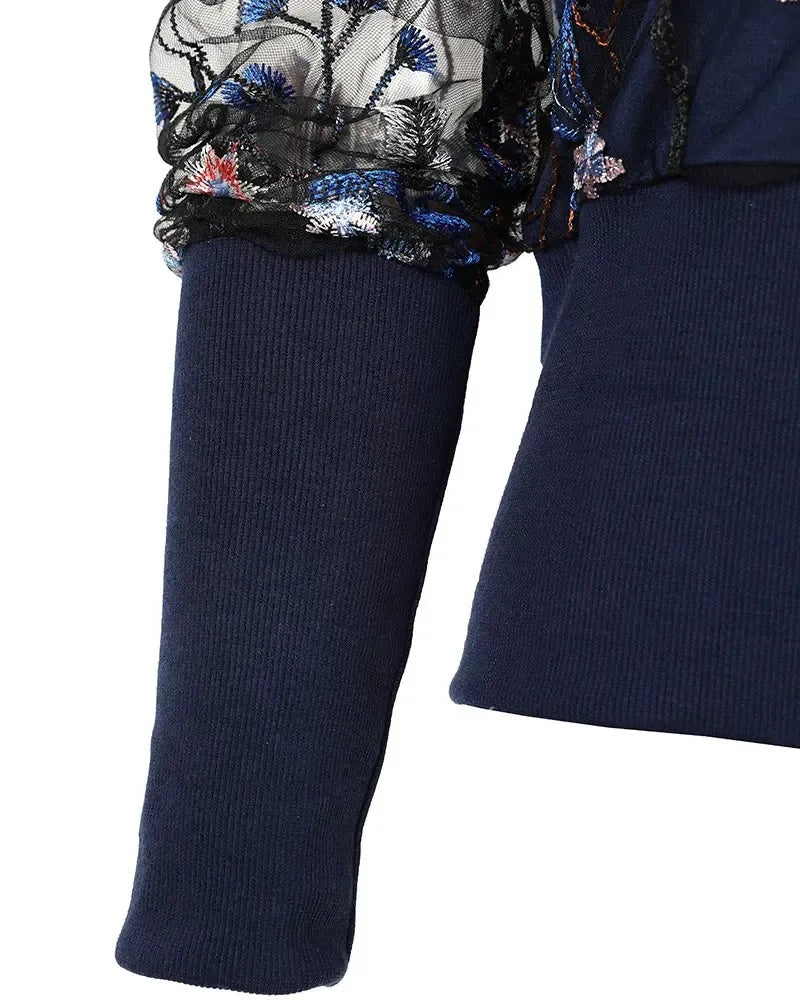 Deanwangkt - Sheer mesh top with embroidered floral print - Deanwangkt