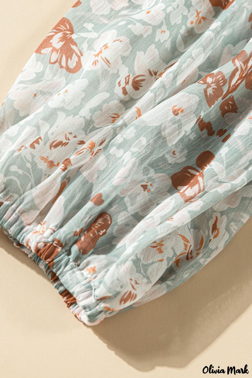 Deanwangkt - Blue Floral Split V-Neck Blouse - Deanwangkt