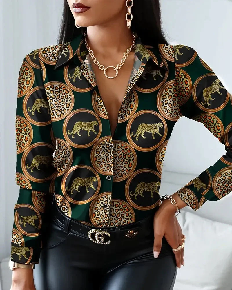 Deanwangkt - Leopard Print Button Down Long Sleeve Shirt - Deanwangkt