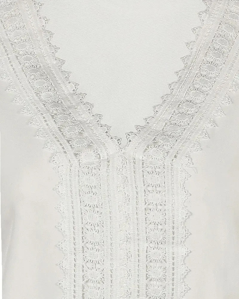 Deanwangkt - V-neck top with long sleeves in guipure lace - Deanwangkt