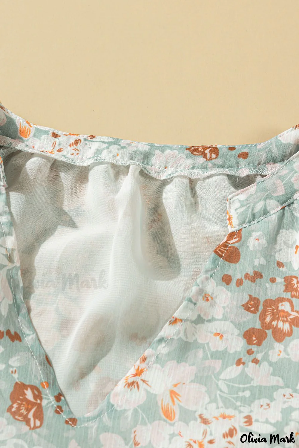 Deanwangkt - Blue Floral Split V-Neck Blouse - Deanwangkt