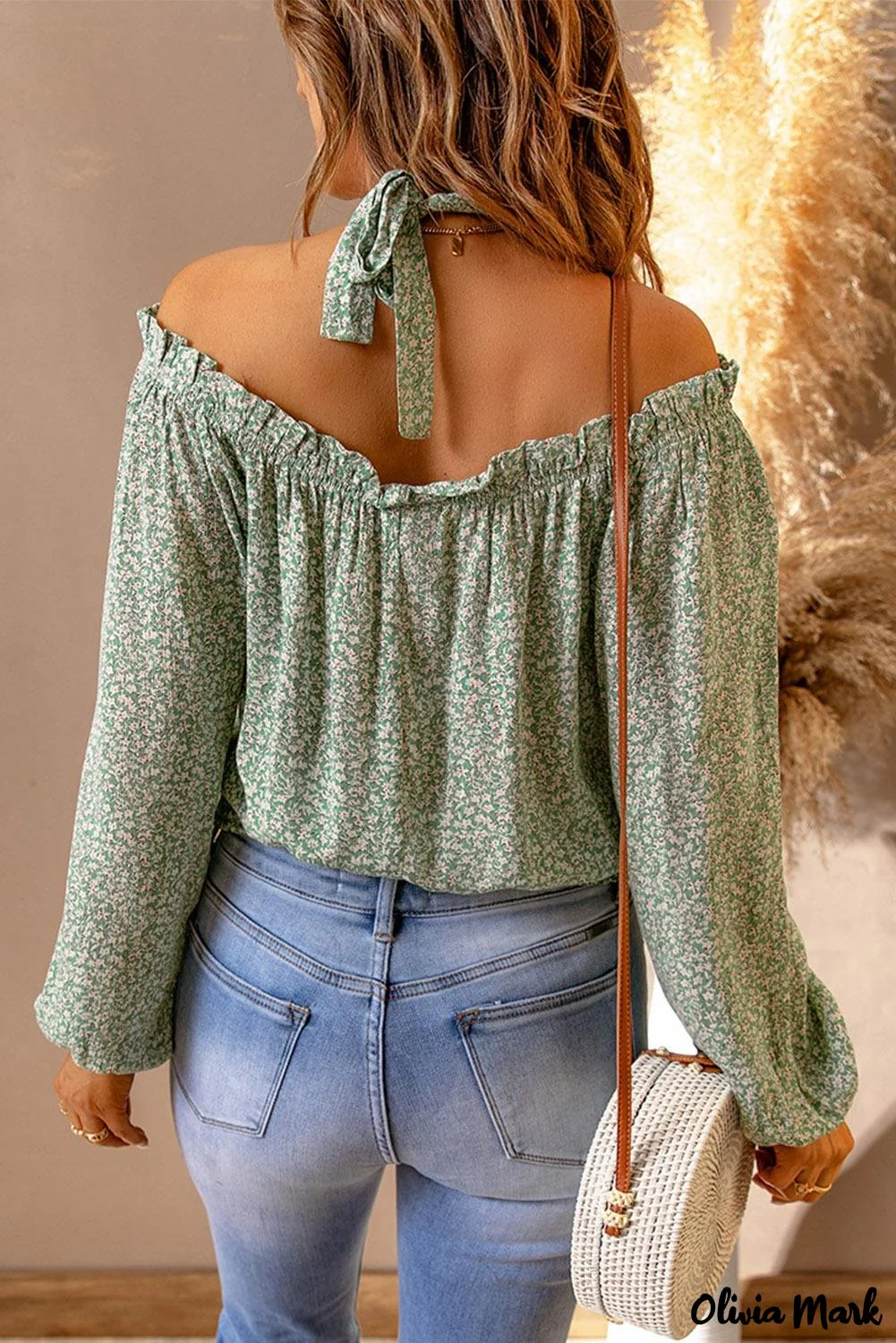 Deanwangkt - Green Floral Off Shoulder Blouse - Deanwangkt