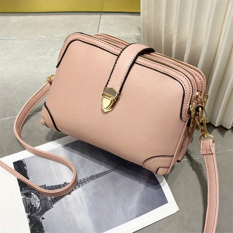 deanwangkt-1  Faux Leather Shoulder Bag, Women's Trendy Zipper Purse Casual Shoulder Bag With Removable Strap - Deanwangkt