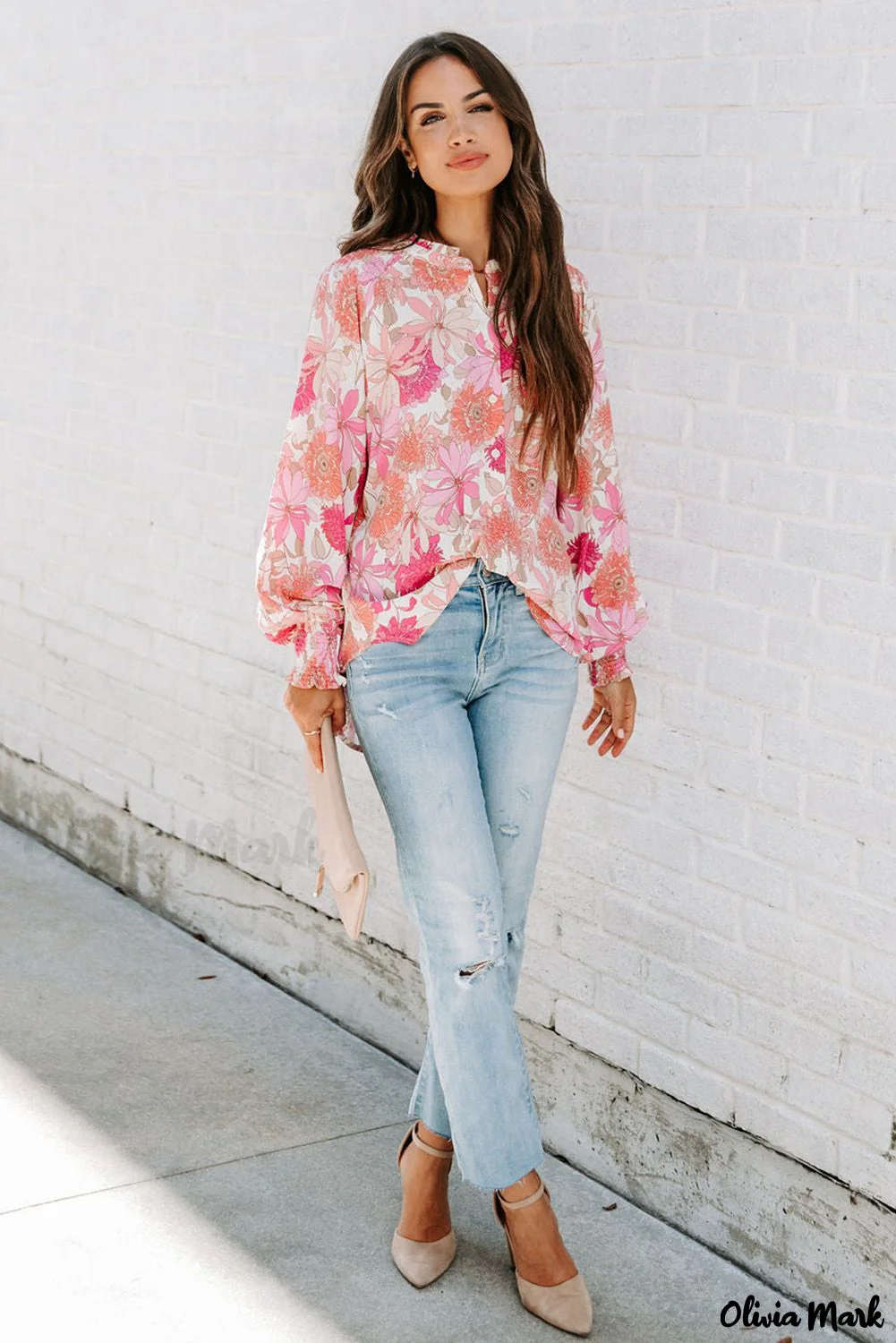 Deanwangkt - Pink floral blouse with balloon sleeves - Deanwangkt