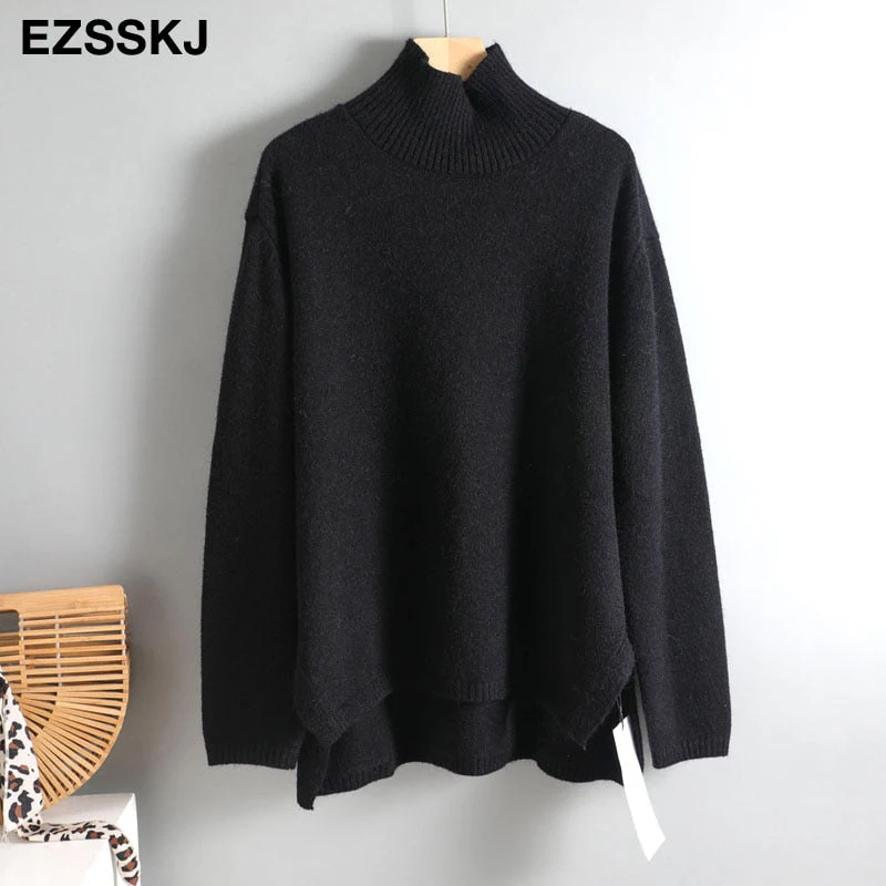 Christmas Gift Autumn Winter basic oversize thick Sweater pullovers Women Deanwangkt loose cashmere  turtleneck Sweater Pullover female Long Sleeve - Deanwangkt