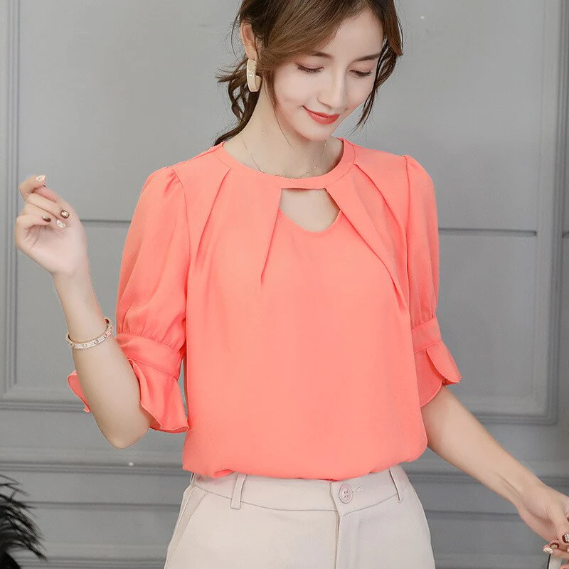 Back to college outfits Clearance In Stock Lowest Price Women Blouses & Shirts Summer Shirt DeanwangktNew Fashion Slim Korean Office Long Sleeve Shirts Top fx0615 - Deanwangkt