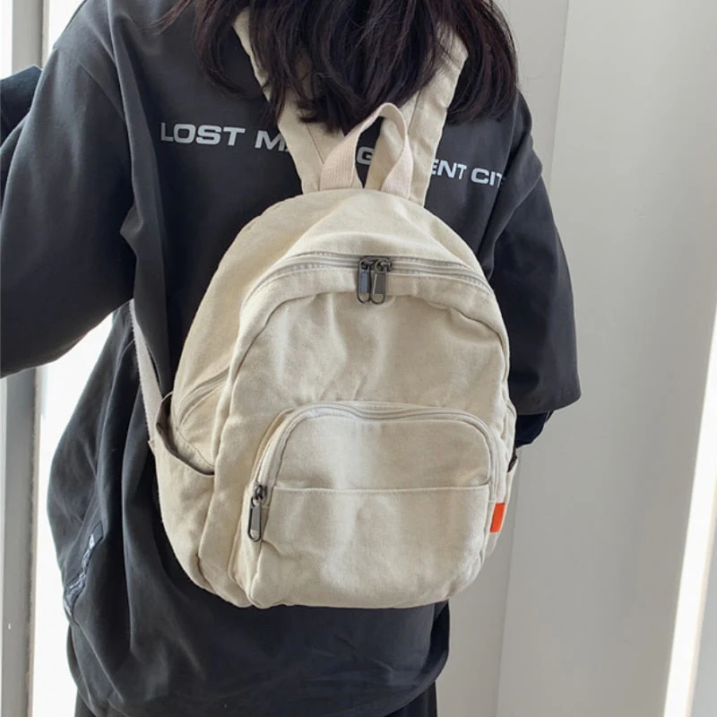 Back to school backpack Canvas Small Vintage Feminina Mini Female Solid Girl Mochilas - Deanwangkt