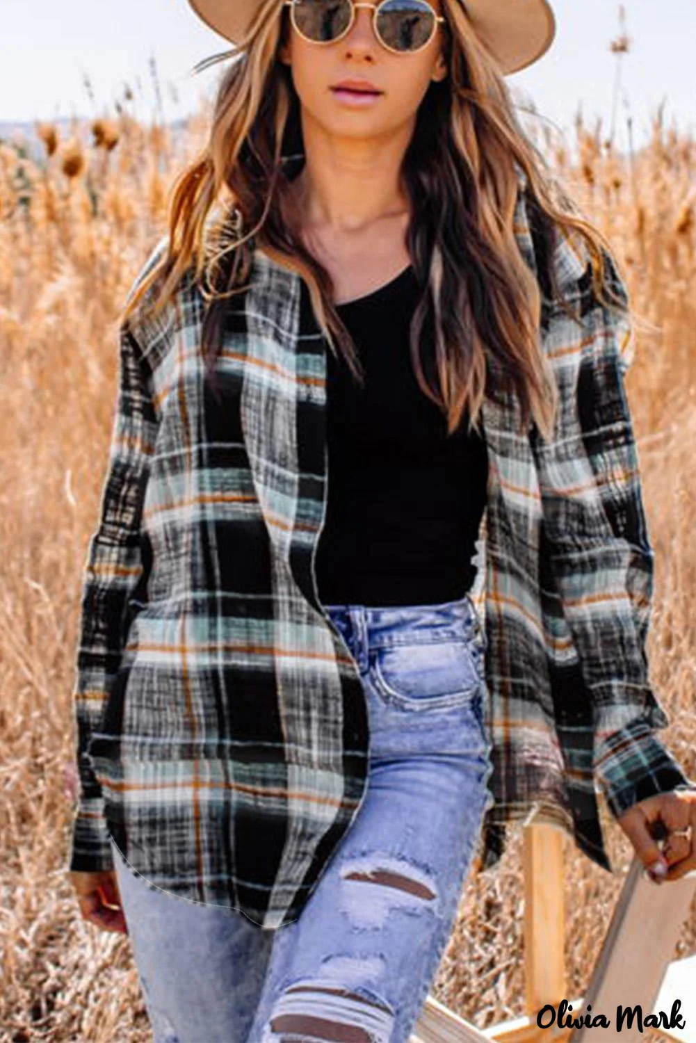 Deanwangkt - Long Sleeve Plaid Button-Up Shirt - Deanwangkt