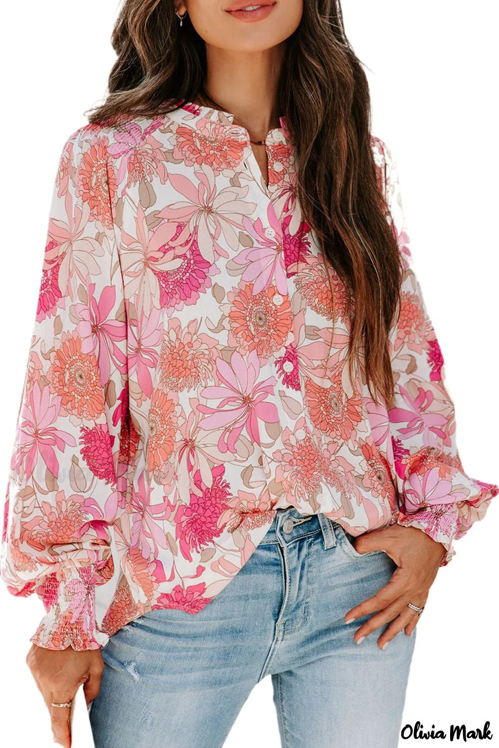 Deanwangkt - Pink floral blouse with balloon sleeves - Deanwangkt