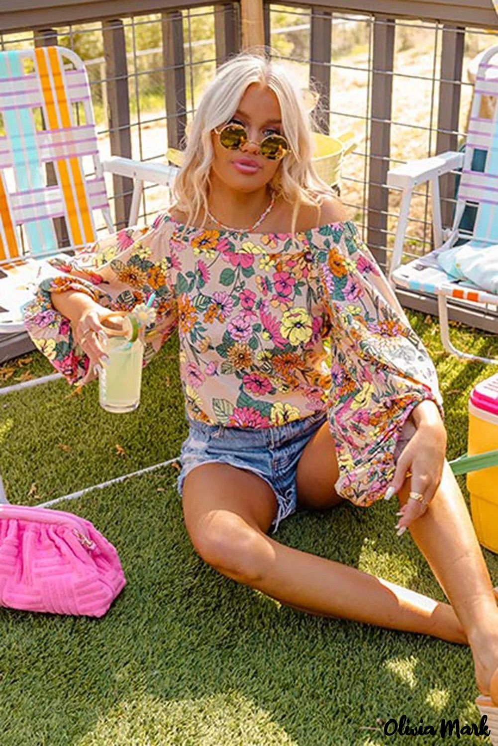 Deanwangkt - White off-the-shoulder top with watercolor flowers - Deanwangkt