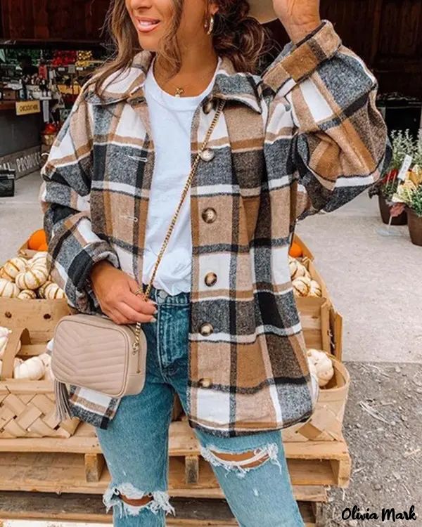 Deanwangkt - Loose Check Long Sleeve Shirt Coats - Deanwangkt