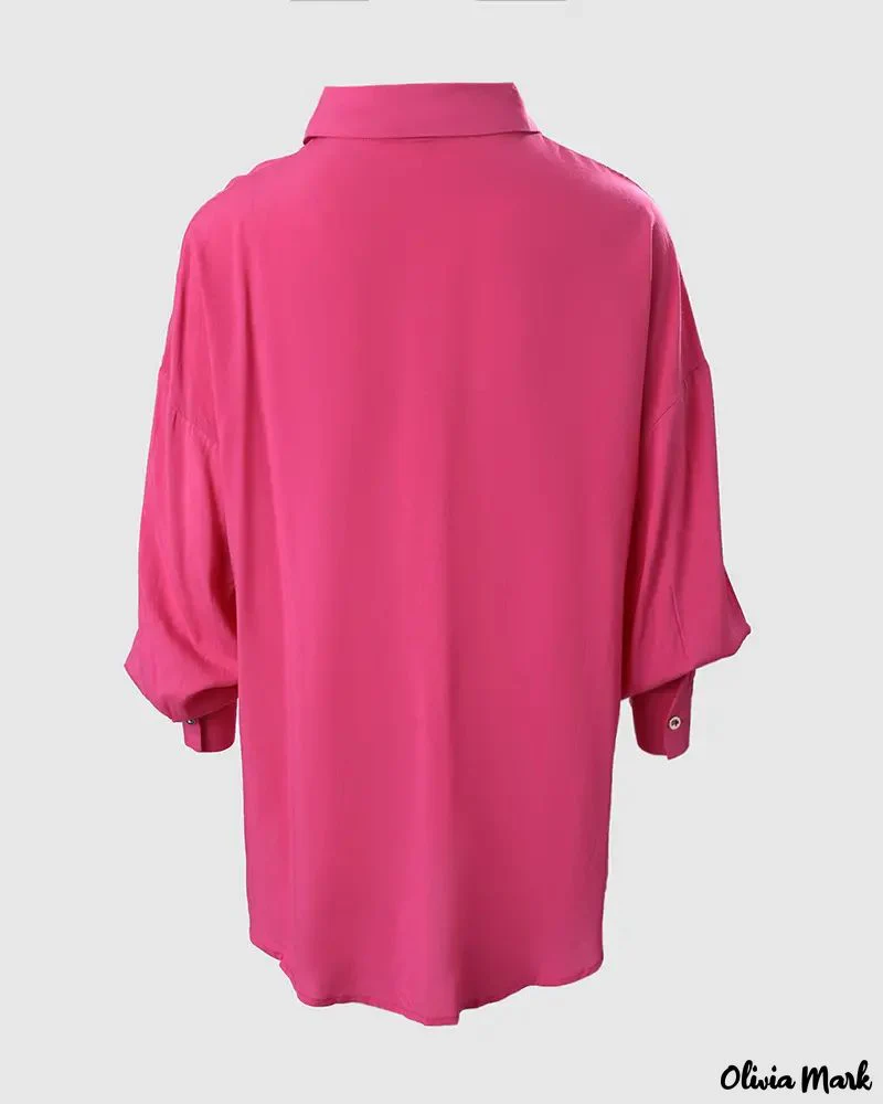 Deanwangkt - Long Sleeve Button Down Shirt with Low Hem - Deanwangkt