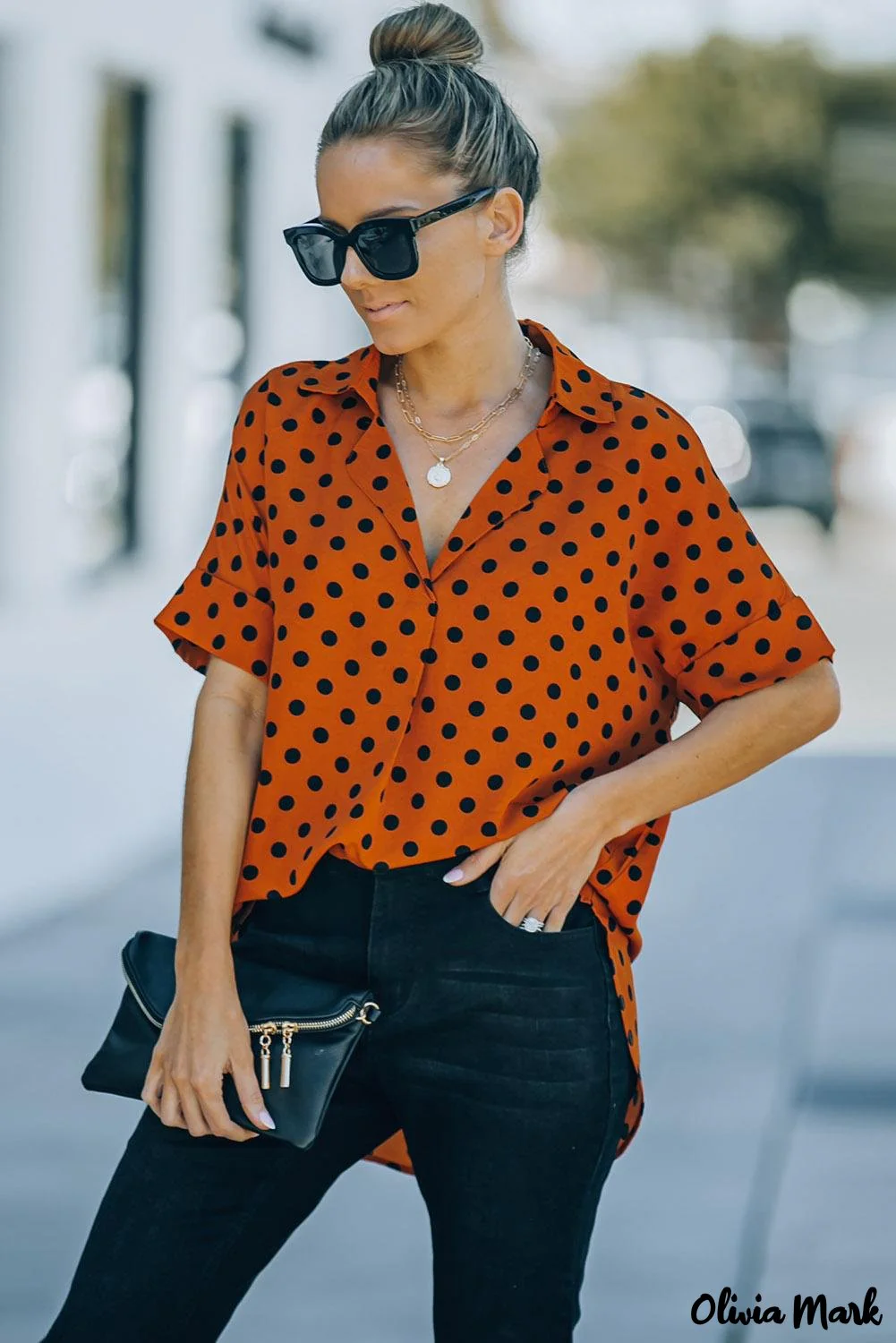 Deanwangkt - Leopard Print Draped V-Neck Blouse - Deanwangkt