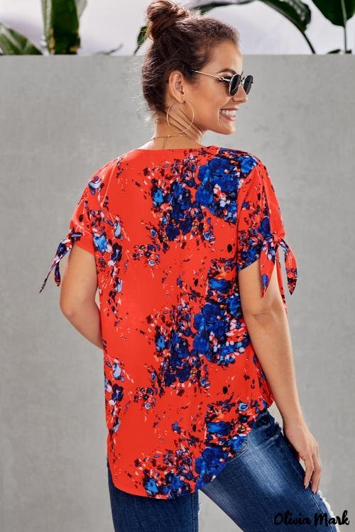 Deanwangkt - Orange Floral Twist Top - Deanwangkt