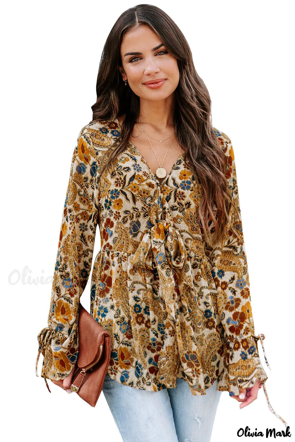Deanwangkt - V-neck blouse with multicolored floral print - Deanwangkt