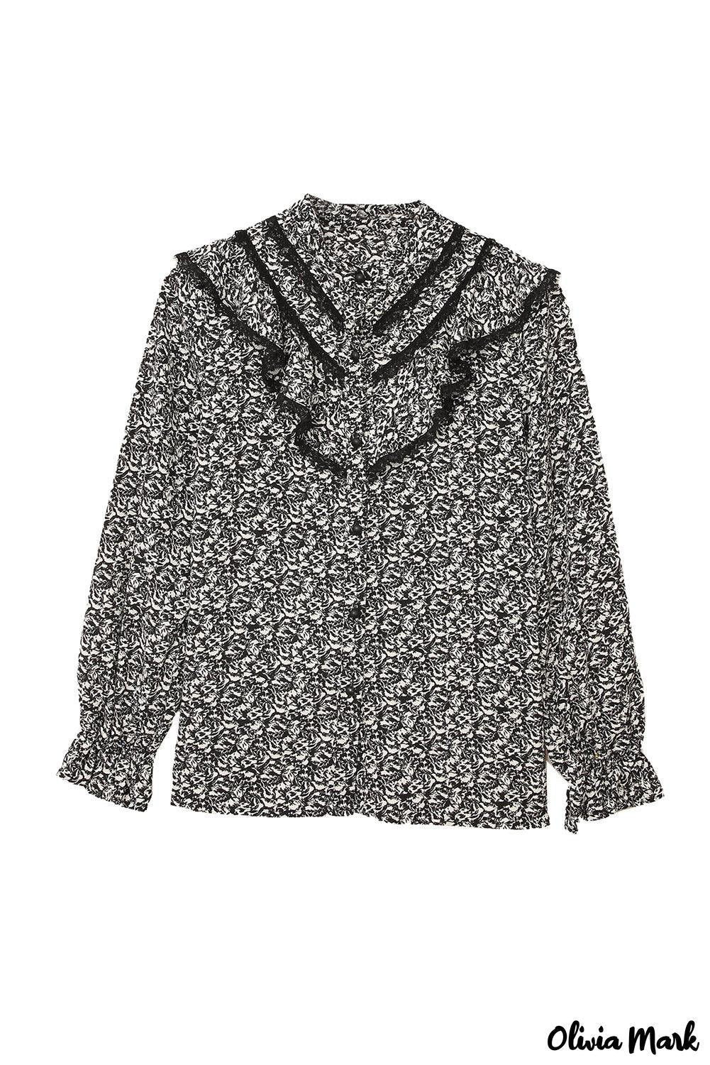 Deanwangkt - Black French shirt with floral print and ruffles - Deanwangkt