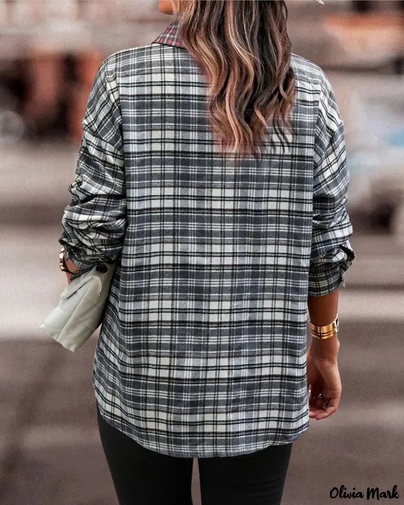 Deanwangkt - Plaid Print Long Sleeve Button-Up Shirt - Deanwangkt