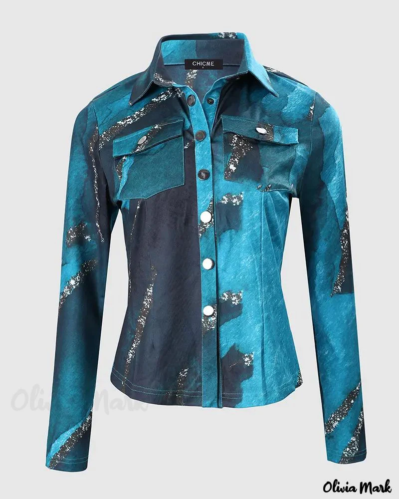 Deanwangkt - Marble Print Long Sleeve Button Down Shirt - Deanwangkt