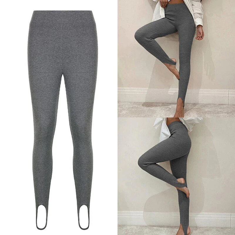 Casual Skinny Elastic High Waist Stretchy Sports Sweatpants Women Trousers Slit Fashion Flared Leggings Joggers Deanwangkt - Deanwangkt