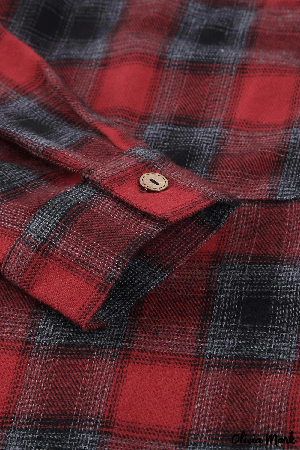 Deanwangkt - Red cotton blend plaid button-up shirt with chest pockets - Deanwangkt