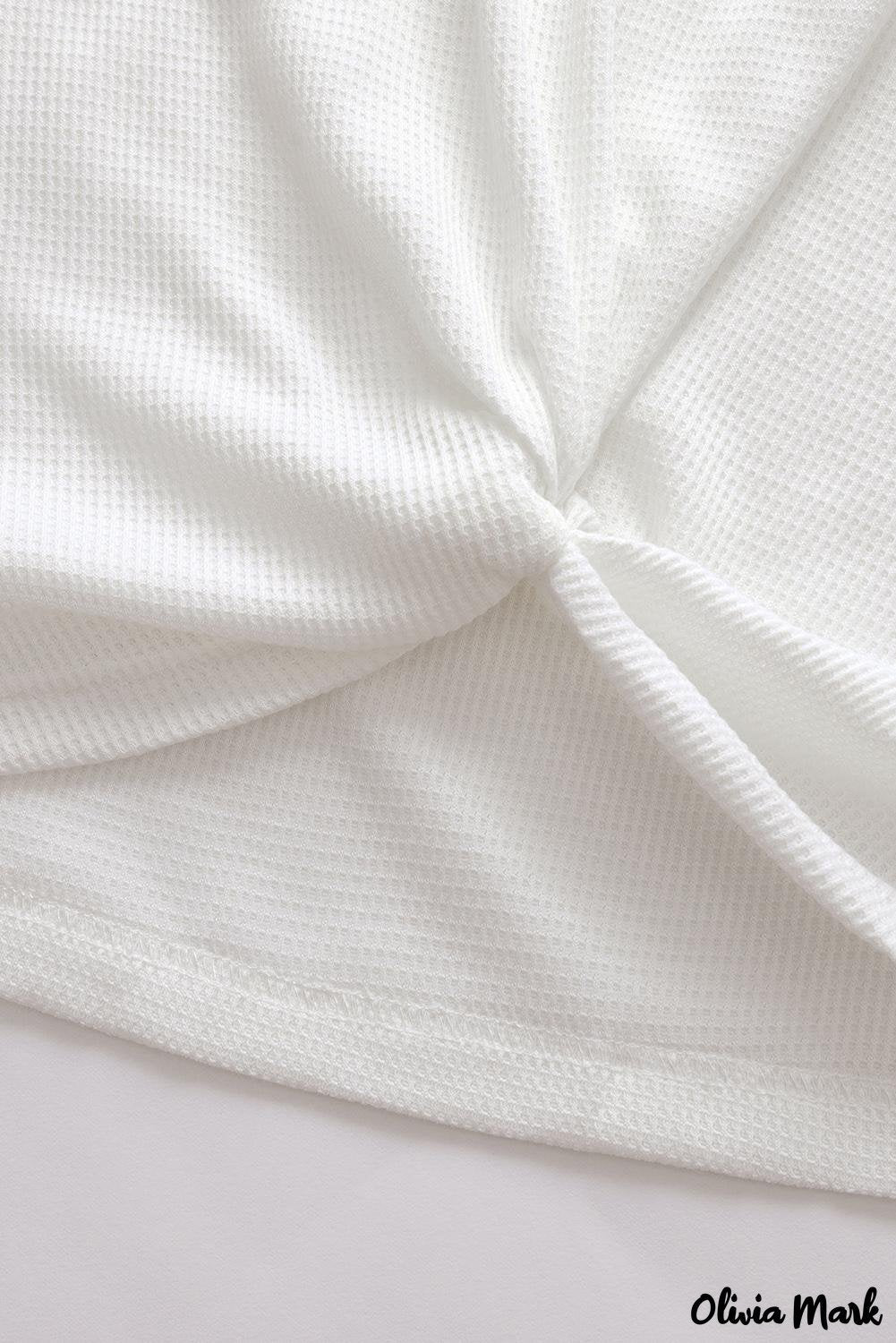 Deanwangkt - Black Waffle Knit Leopard Long Sleeve Twist Knot Blouse - Deanwangkt