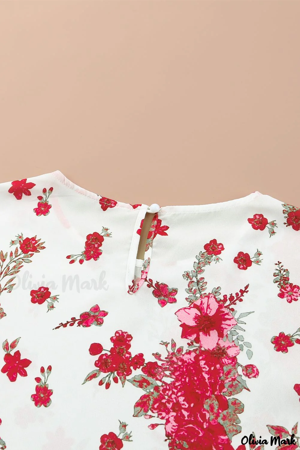 Deanwangkt - Pink floral blouse with round neck and bishop sleeves - Deanwangkt
