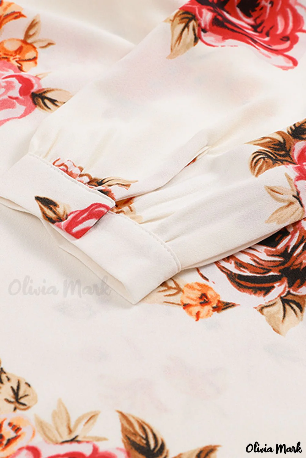 Deanwangkt - Beige Floral Print V-Neck Button Down Blouse - Deanwangkt