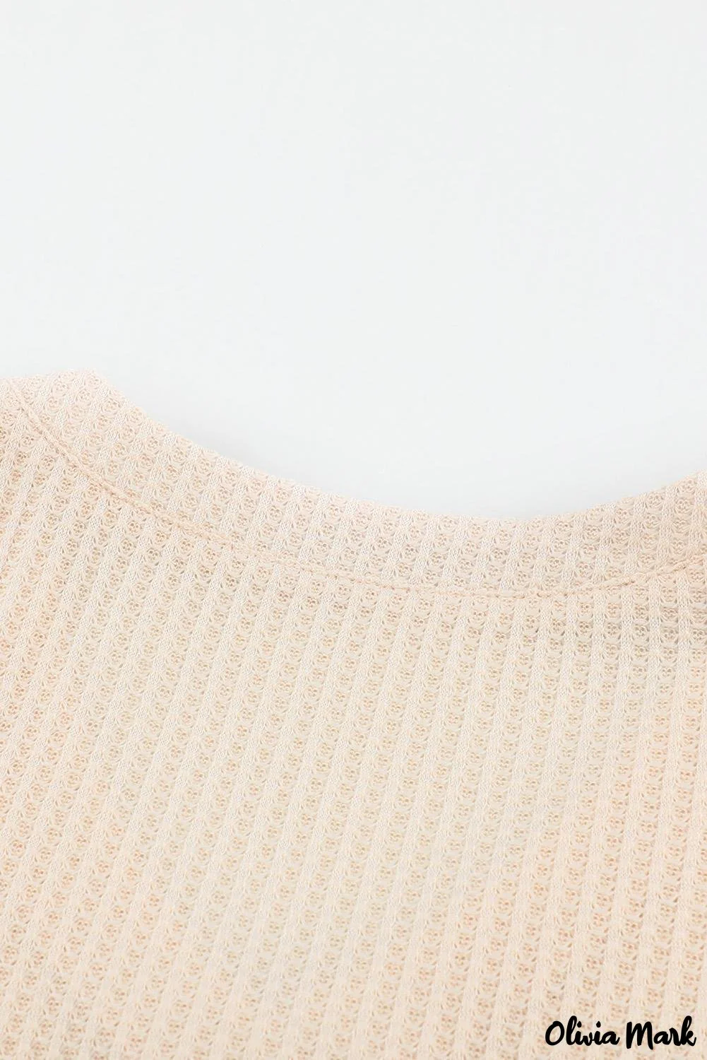 Deanwangkt - Waffle Knit Long Sleeve Buttoned V-Neck Top - Deanwangkt