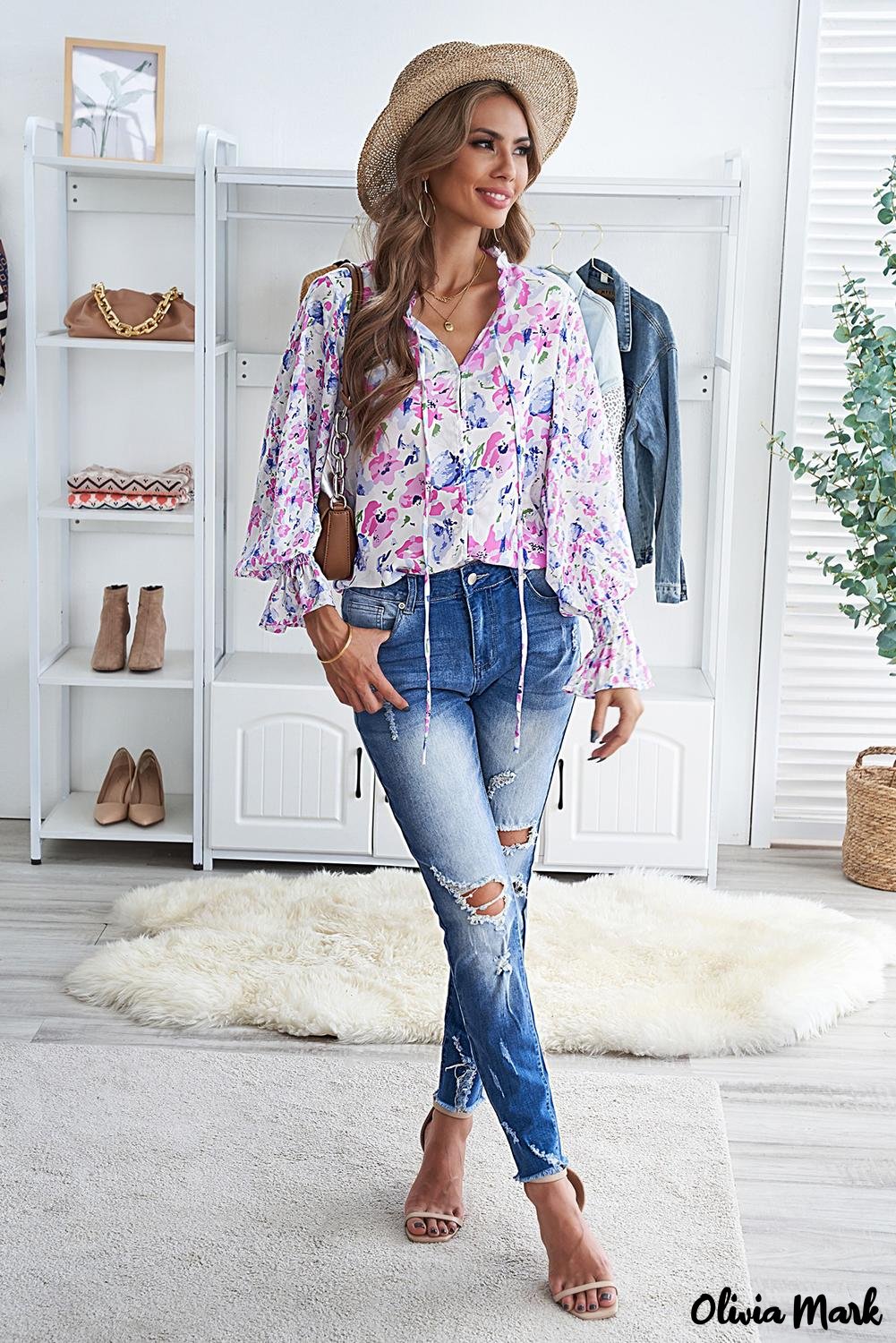 Deanwangkt - Cakewalk Rose Floral Smocked Blouse - Deanwangkt