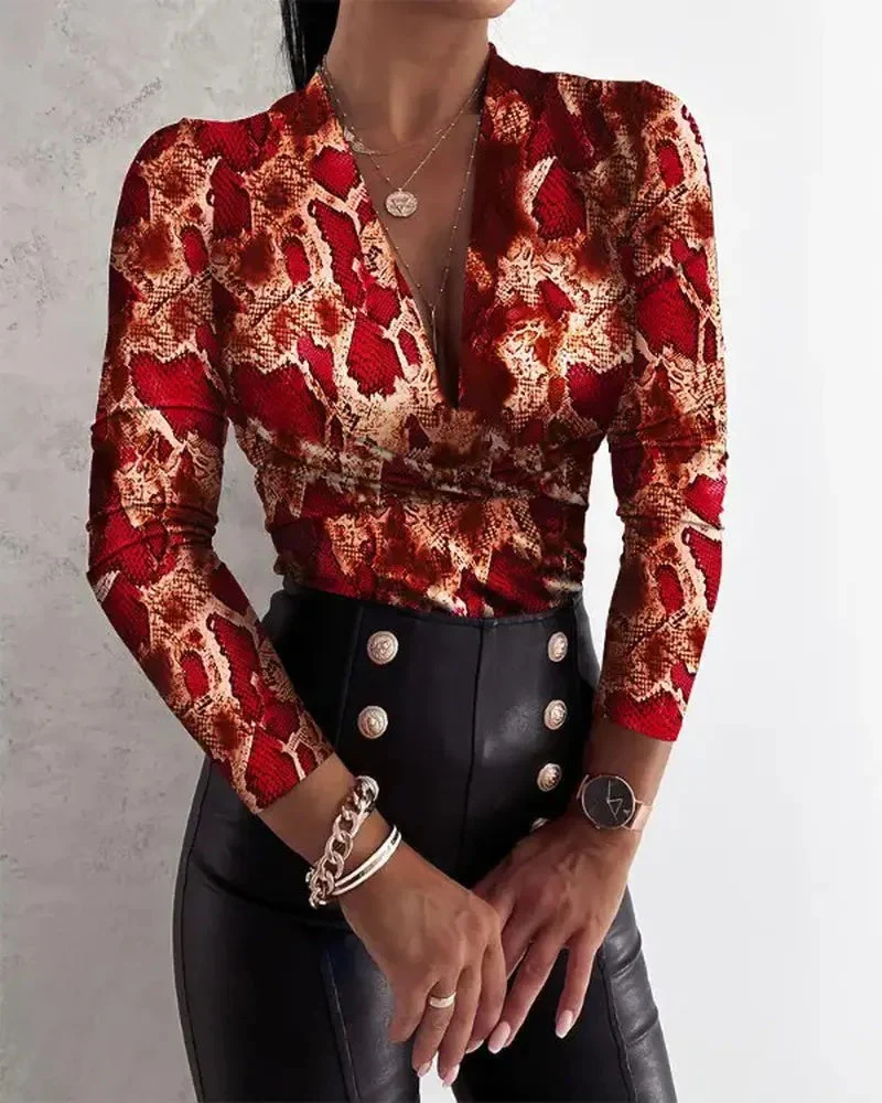 Deanwangkt - Snakeskin Print Long Sleeve Top - Deanwangkt