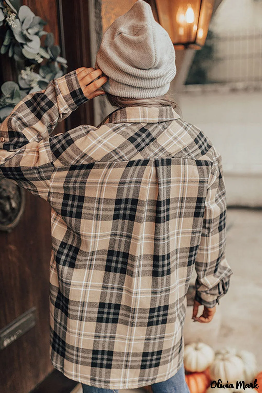 Deanwangkt - Khaki Check Button Long Sleeve Shirt - Deanwangkt