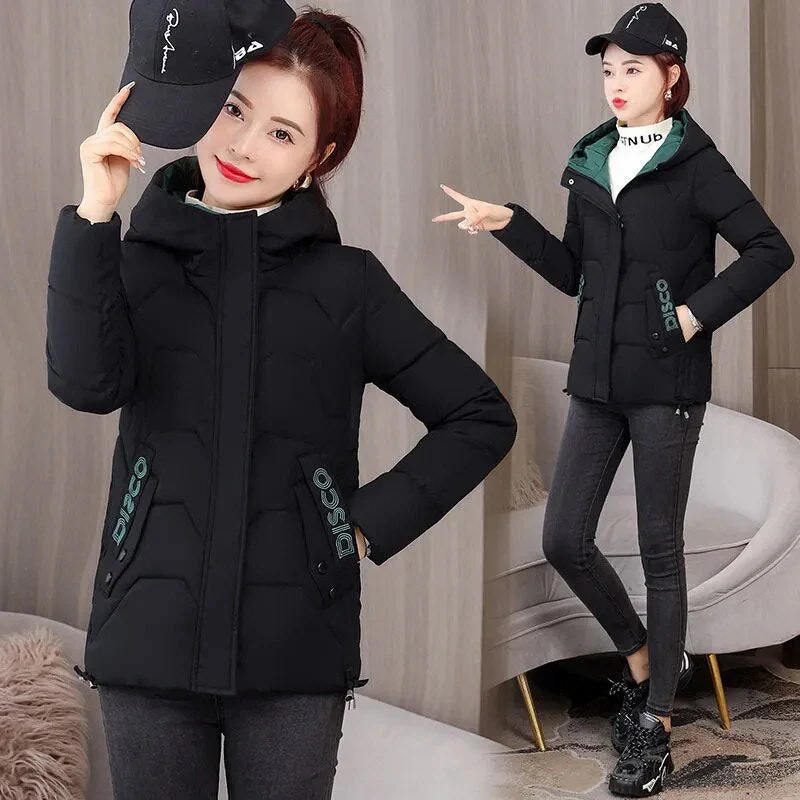 Christmas Gift Deanwangkt New Women Parka Winter Jacket Long Sleeve Hooded Short Coat Female Cotton Padded Parkas Casual Student Basic Jackets - Deanwangkt