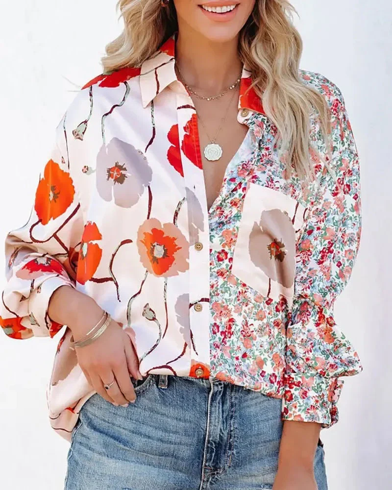 Deanwangkt - Floral Print Long Sleeve Shirt - Deanwangkt
