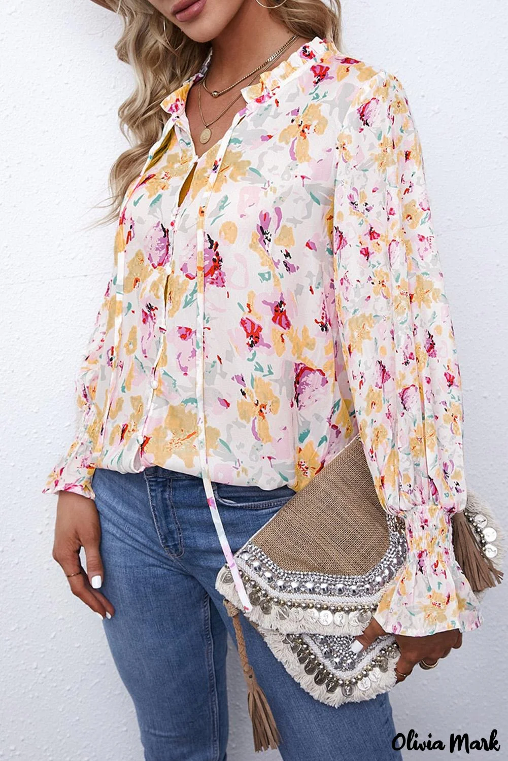 Deanwangkt - Cakewalk Rose Floral Smocked Blouse - Deanwangkt