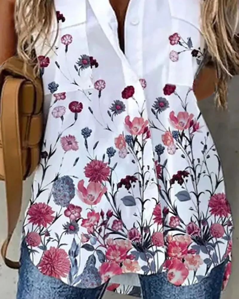 Deanwangkt - Floral Print Button Pocket Shirt - Deanwangkt