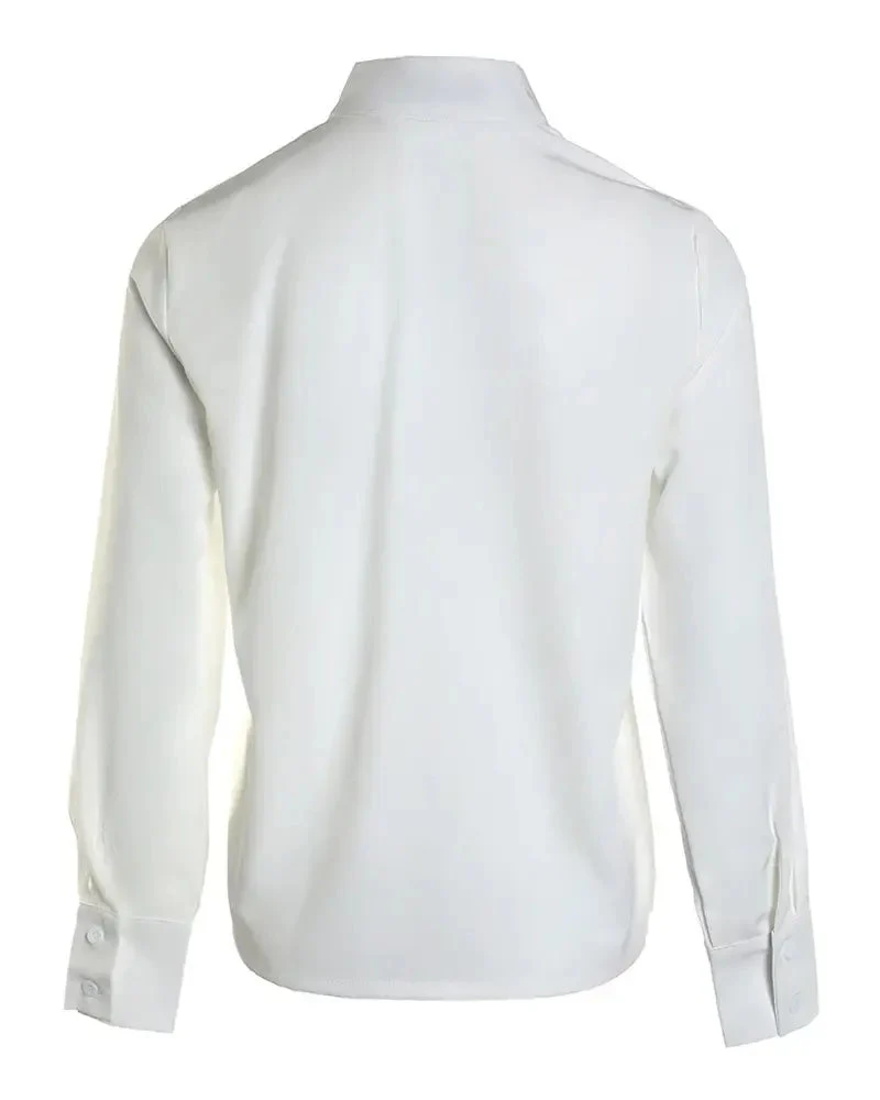 Deanwangkt - V-Cut Long Sleeve Ruched Top - Deanwangkt