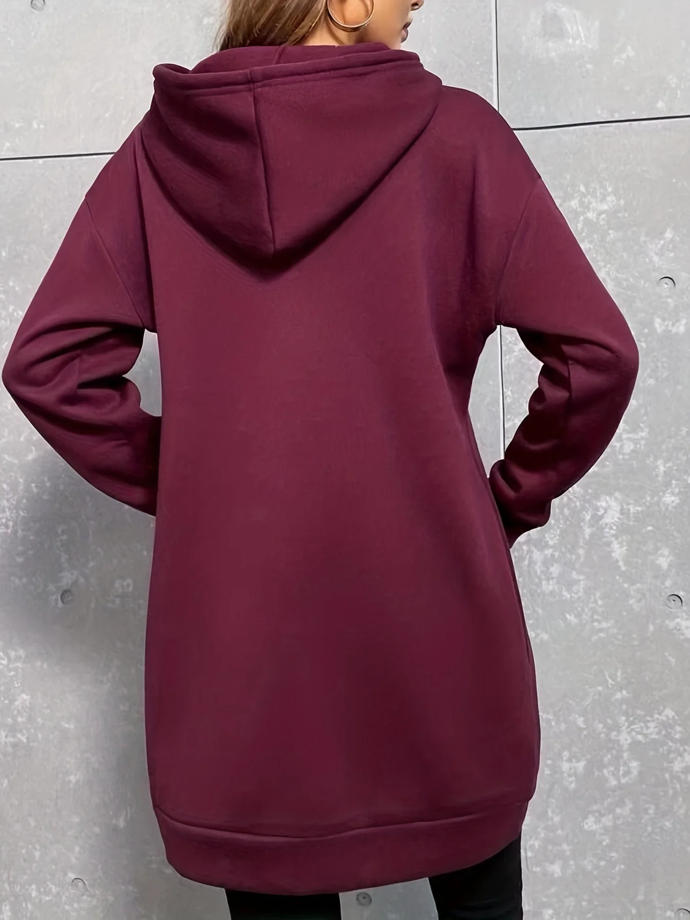 deanwangkt-1  Solid Drawstring Hoodie, Casual Long Sleeve Kangaroo Pockets Hoodie, Women's Clothing - Deanwangkt