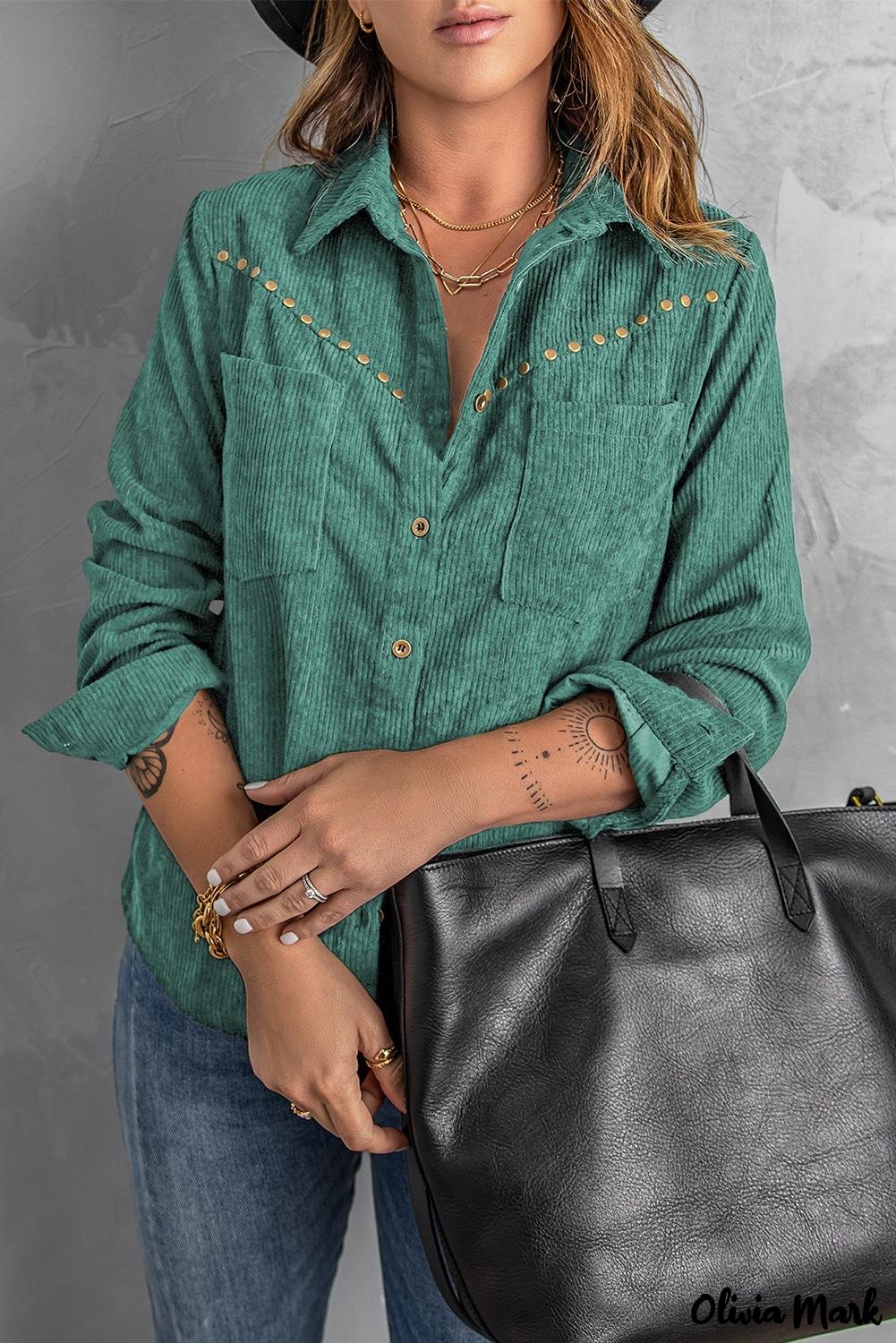 Deanwangkt - Beige corduroy buttoned long sleeve shirt with pockets - Deanwangkt