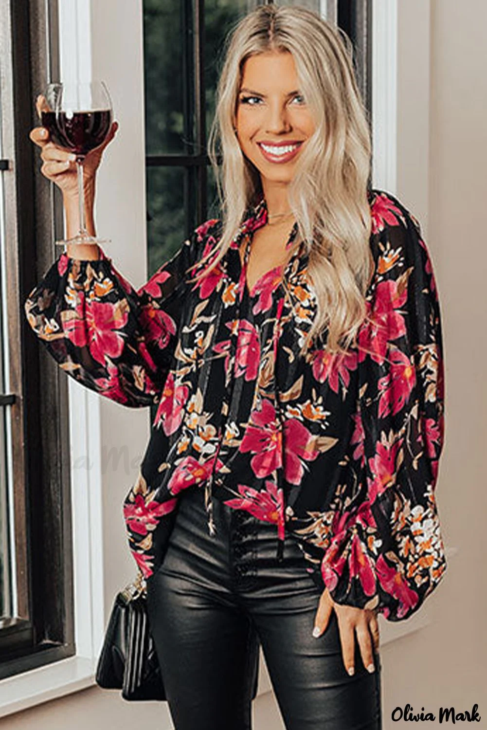 Deanwangkt - Black Floral Ruffle Collar Blouse - Deanwangkt