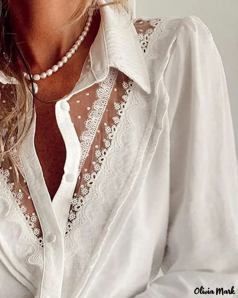 Deanwangkt - Lace Long Sleeve Button Down Shirt - Deanwangkt