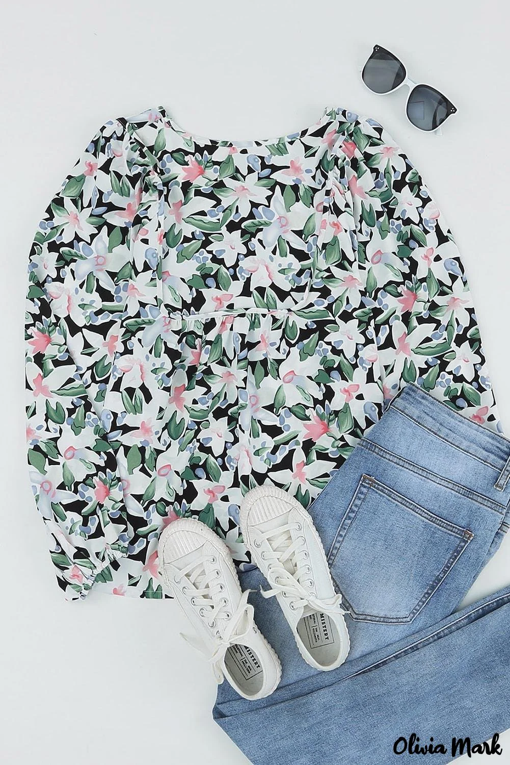 Deanwangkt - Green lace-up blouse with floral print - Deanwangkt
