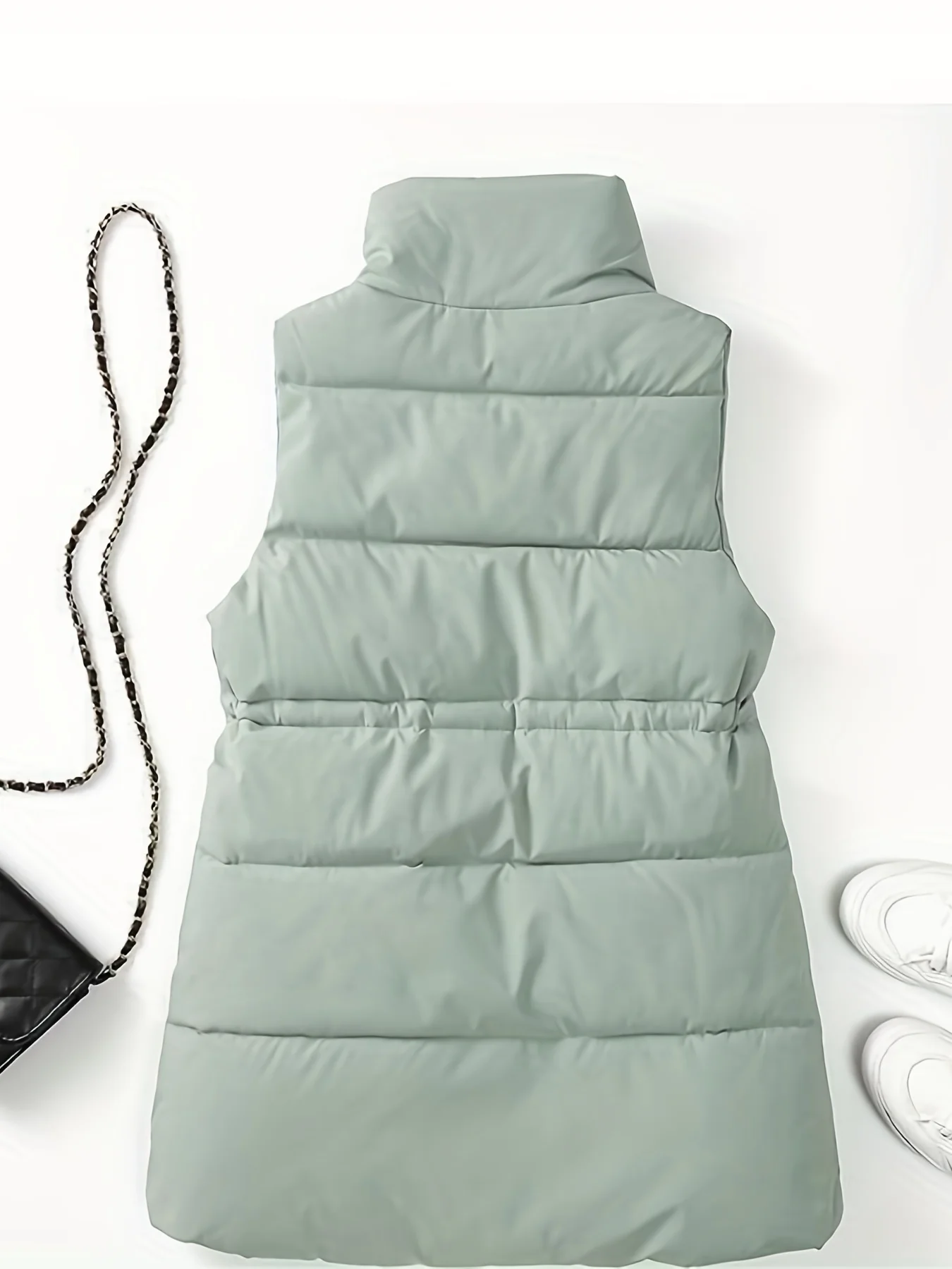 deanwangkt-1  Zip Up Sleeveless Vest, Casual Solid Versatile Warm Vest, Women's Clothing - Deanwangkt