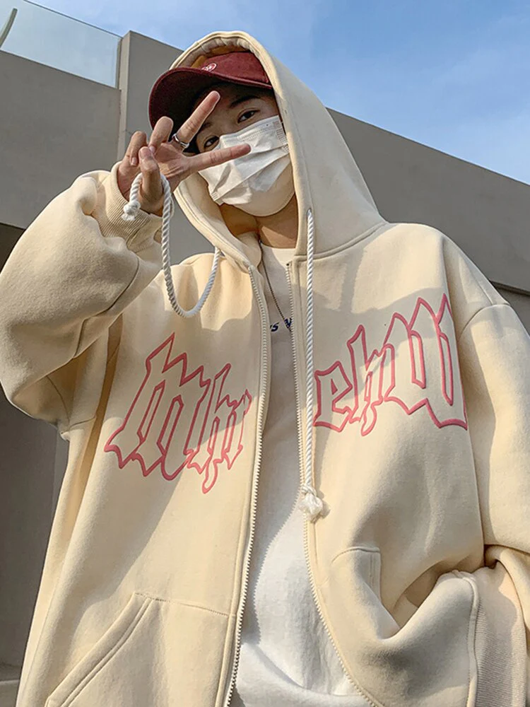 Black Friday Sales Sweater Cardigan Zipper Men's And Women's Letter Printing Hoodie Y2k Loose Trend All-Match Casual Autumn And Winter Pullover - Deanwangkt