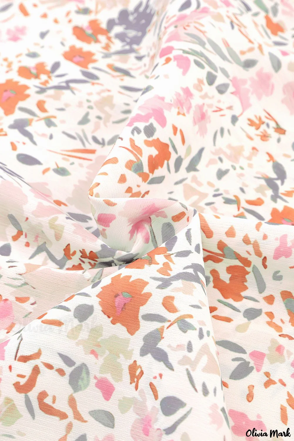 Deanwangkt - Floral Tie Neck Long Sleeve Crinkle Blouse - Deanwangkt