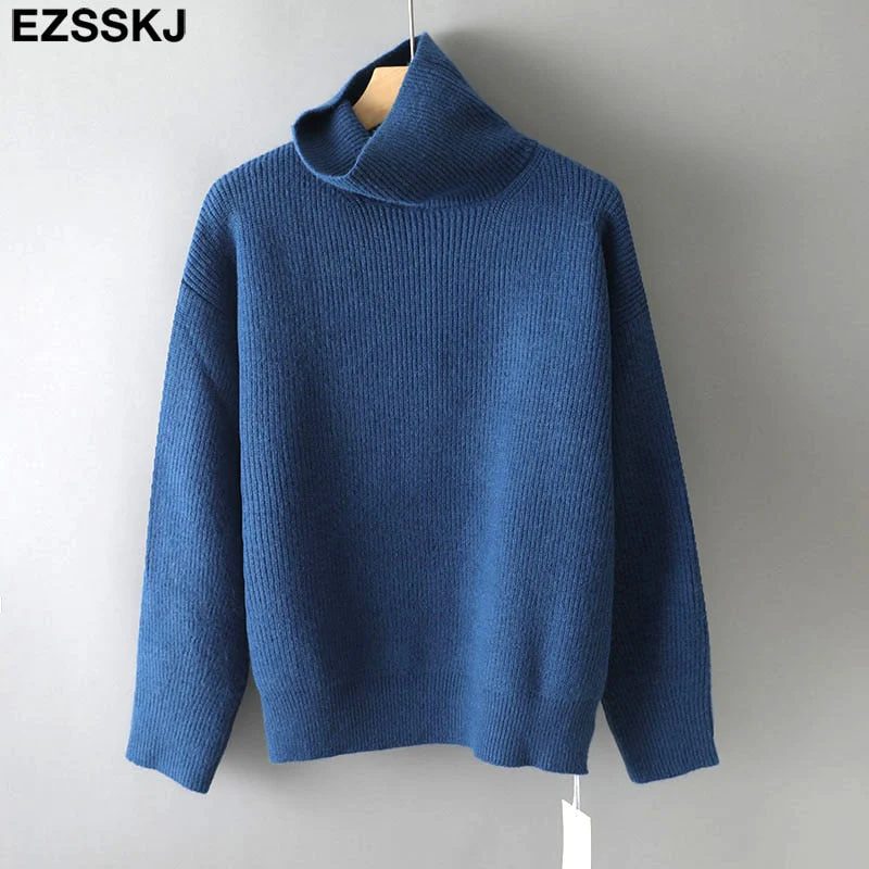 Christmas Gift Deanwangkt Women's Sweater Autumn Winter Warm Turtlenecks Casual Loose Oversized Lady Sweaters Knitted Pullover Top Pull Femme - Deanwangkt