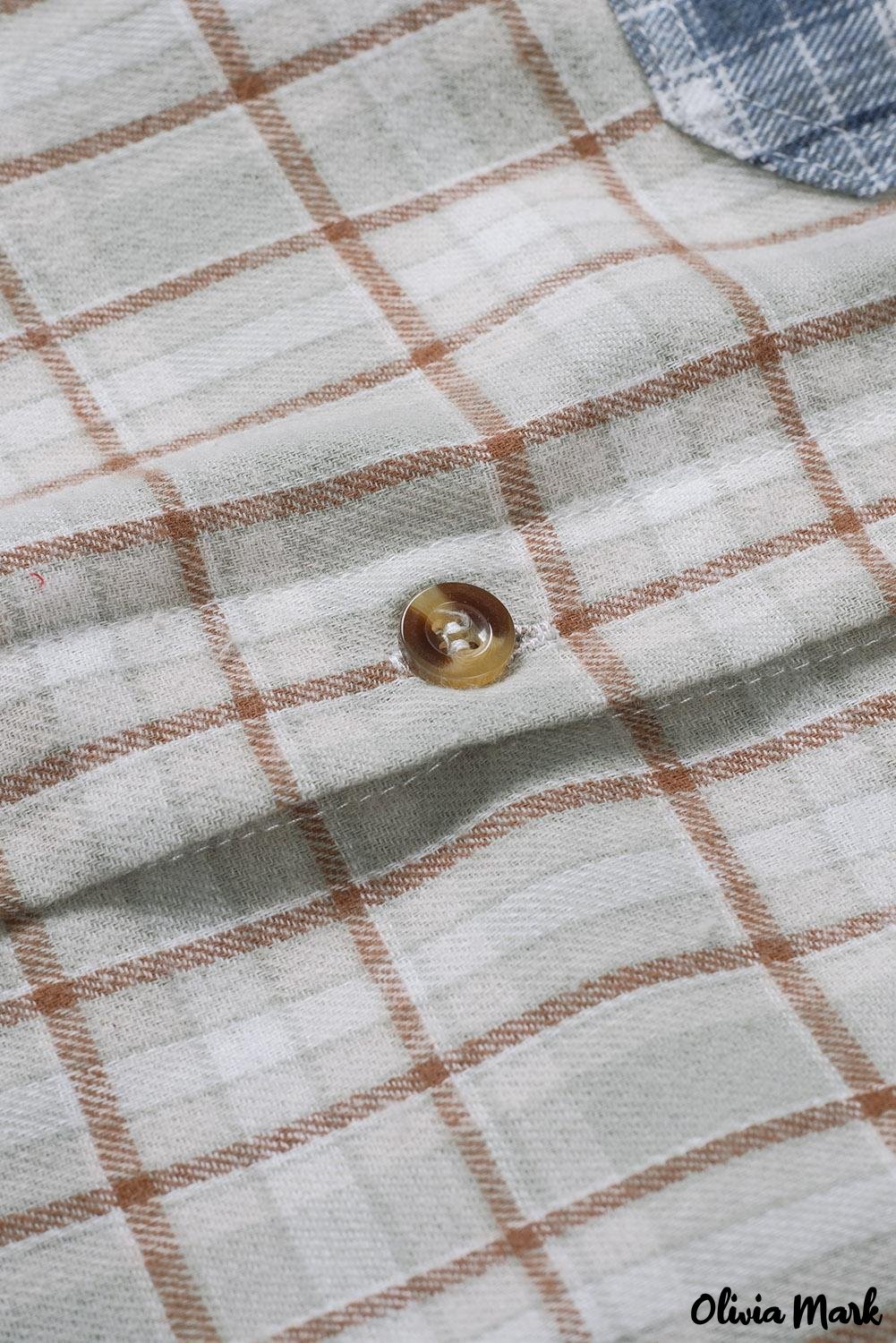 Deanwangkt - Pink Plaid Button Down Long Sleeve Shirt With Color Block Pocket - Deanwangkt