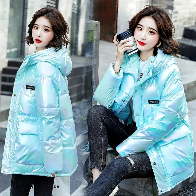 Christmas Gift Deanwangkt New Winter Jacket Women's Parkas Down Cotton Jackets Glossy Female Hooded Cotton Padded Parka Waterproof Coat Plus Size - Deanwangkt