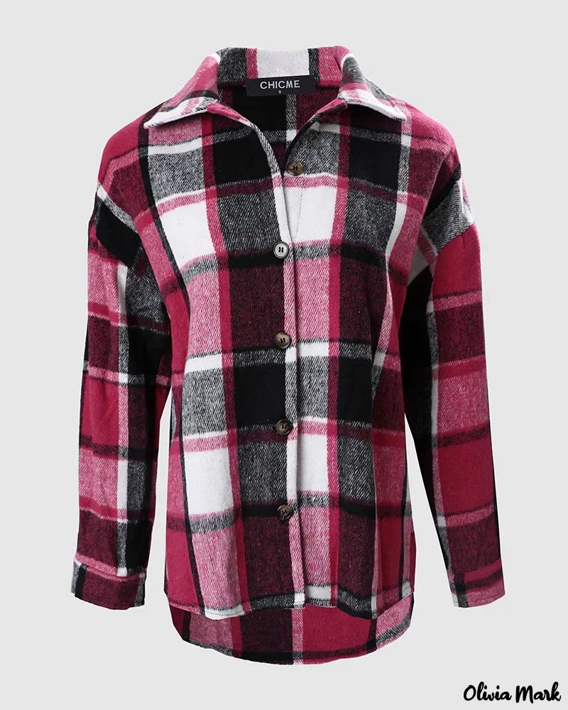 Deanwangkt - Plaid Print Long Sleeve Button-Up Shirt - Deanwangkt